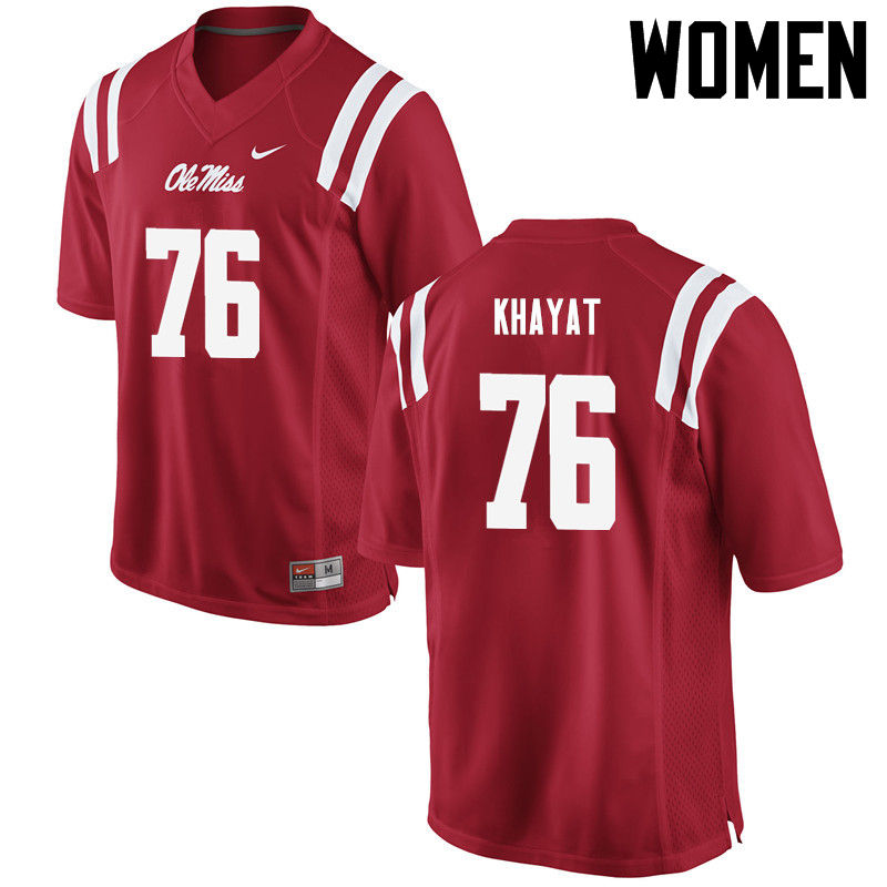 Robert Khayat Ole Miss Rebels NCAA Women's Red #76 Stitched Limited College Football Jersey ERF2758HK